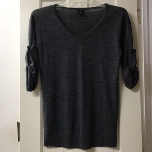 Ann Taylor gray sweater with button cuff sleeves